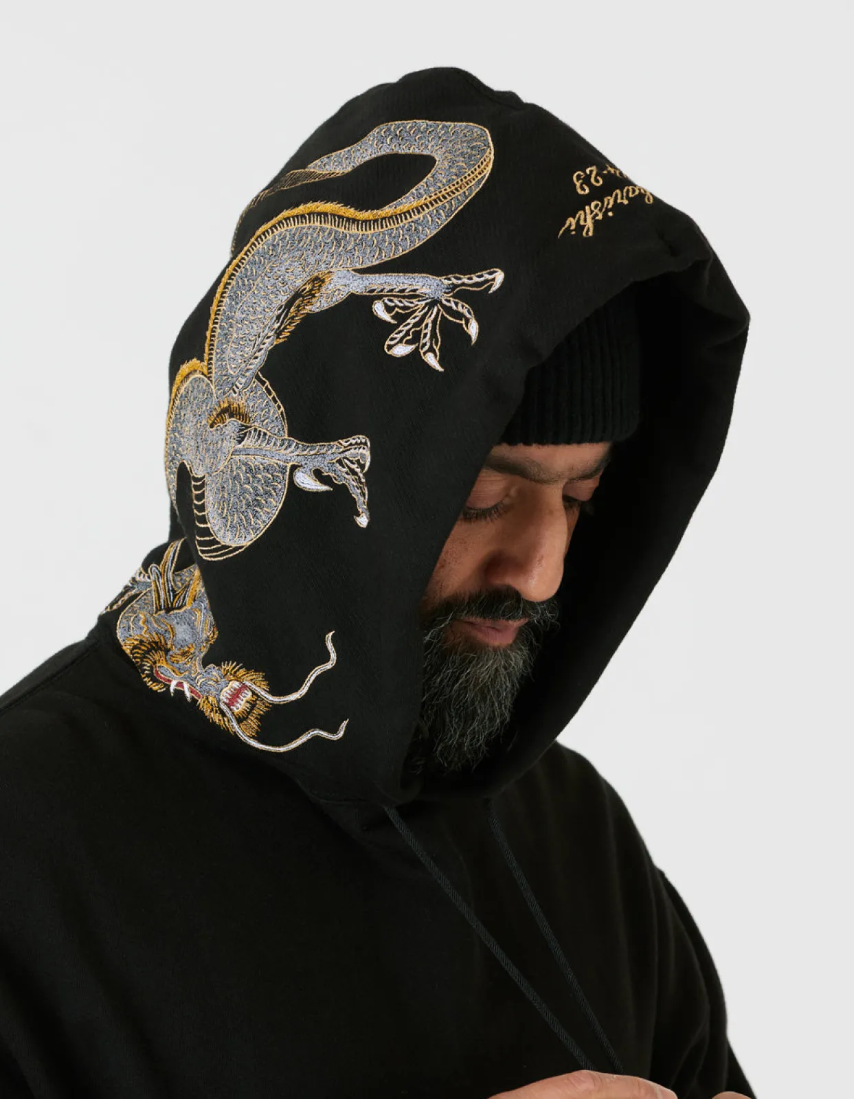 Men Maharishi 4212 Dragon Embroidered Hooded Sweat