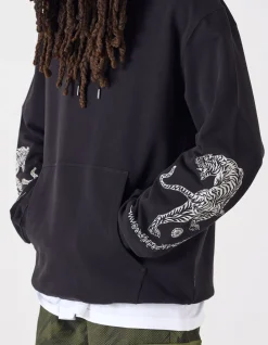 Men Maharishi 4280 Duelling Tigers Embroidered Hooded Sweat