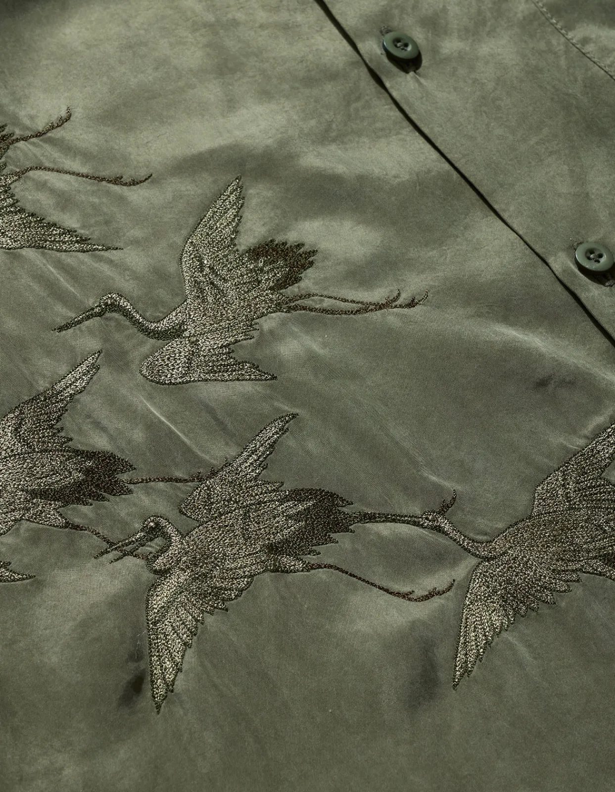 Men Maharishi 4508 Flying Cranes Embroidered Shirt