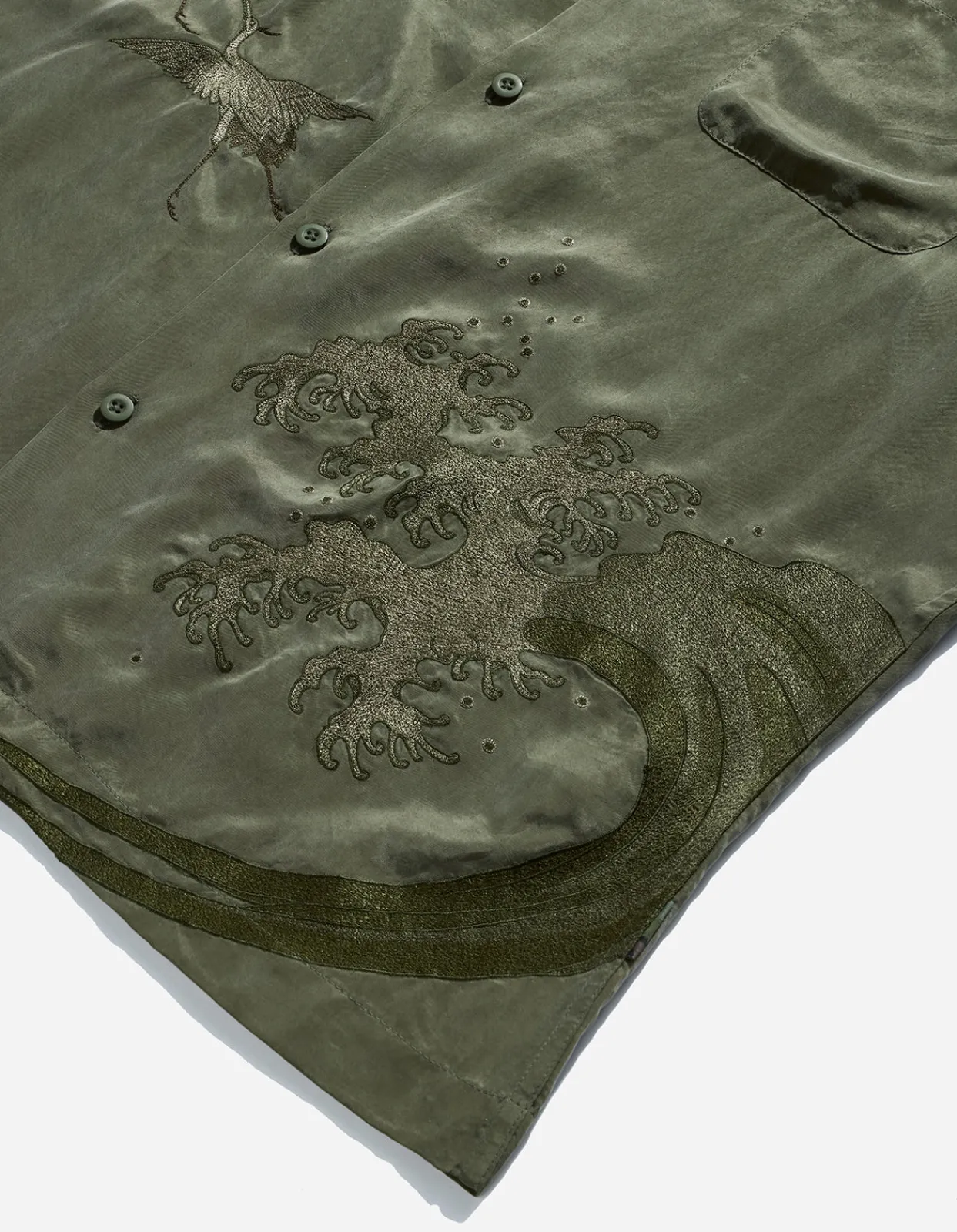 Men Maharishi 4508 Flying Cranes Embroidered Shirt