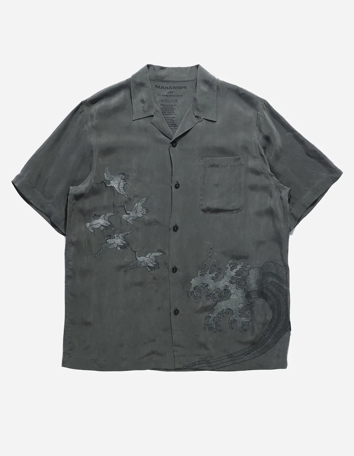 Men Maharishi 4508 Flying Cranes Embroidered Shirt