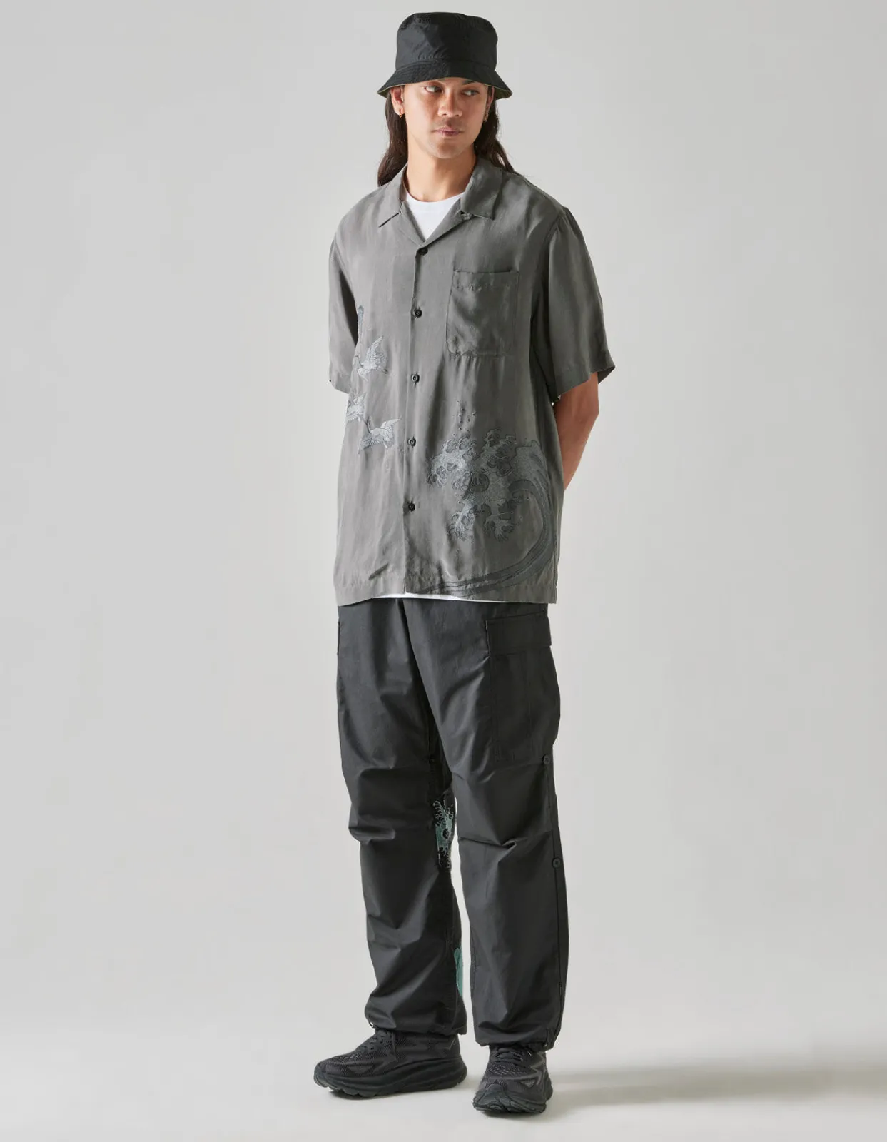 Men Maharishi 4508 Flying Cranes Embroidered Shirt
