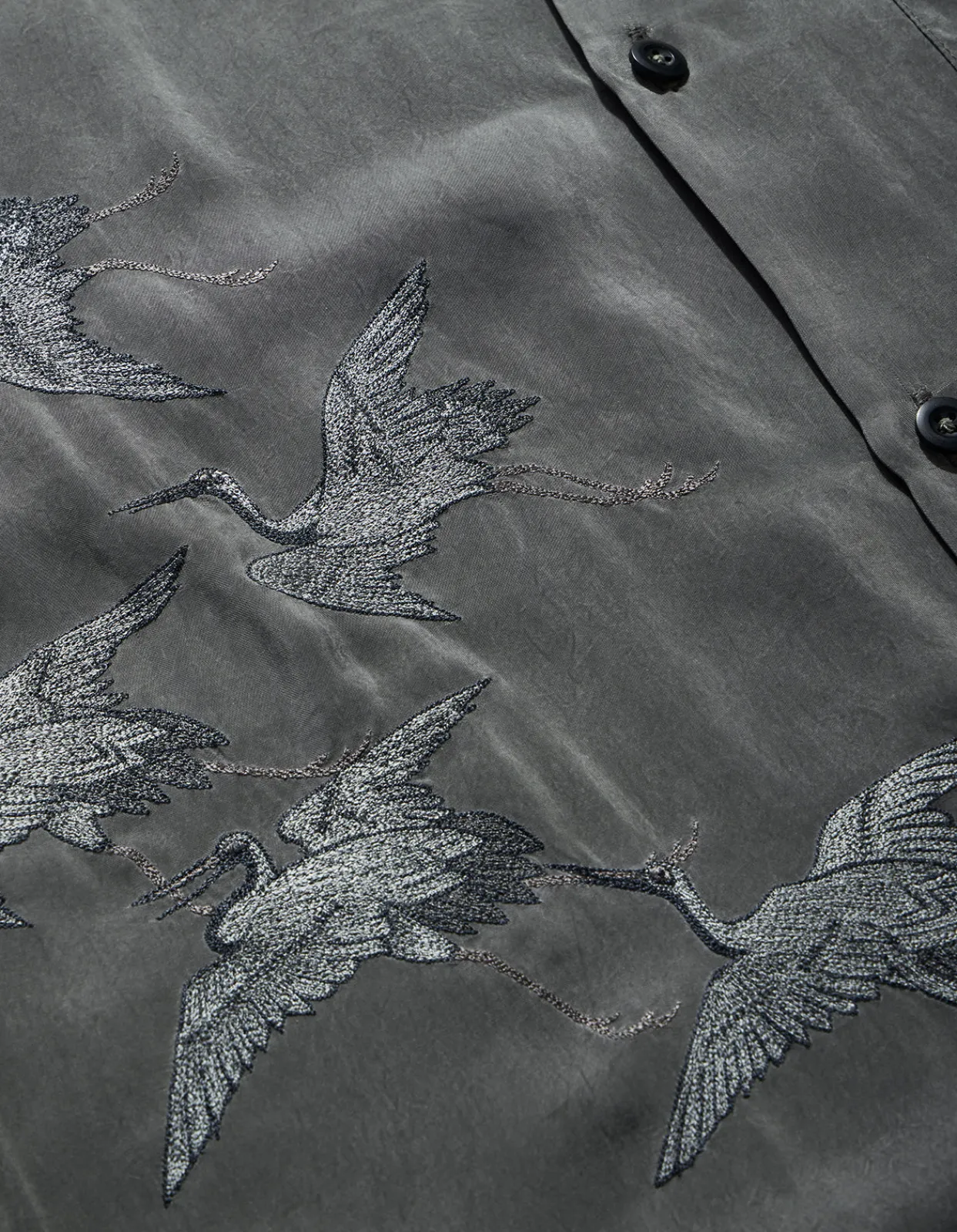 Men Maharishi 4508 Flying Cranes Embroidered Shirt