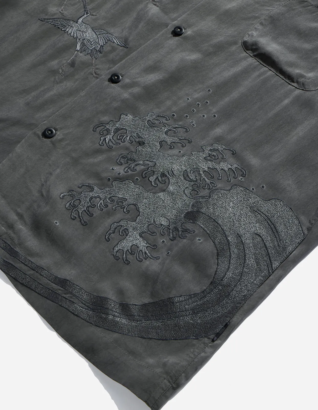 Men Maharishi 4508 Flying Cranes Embroidered Shirt