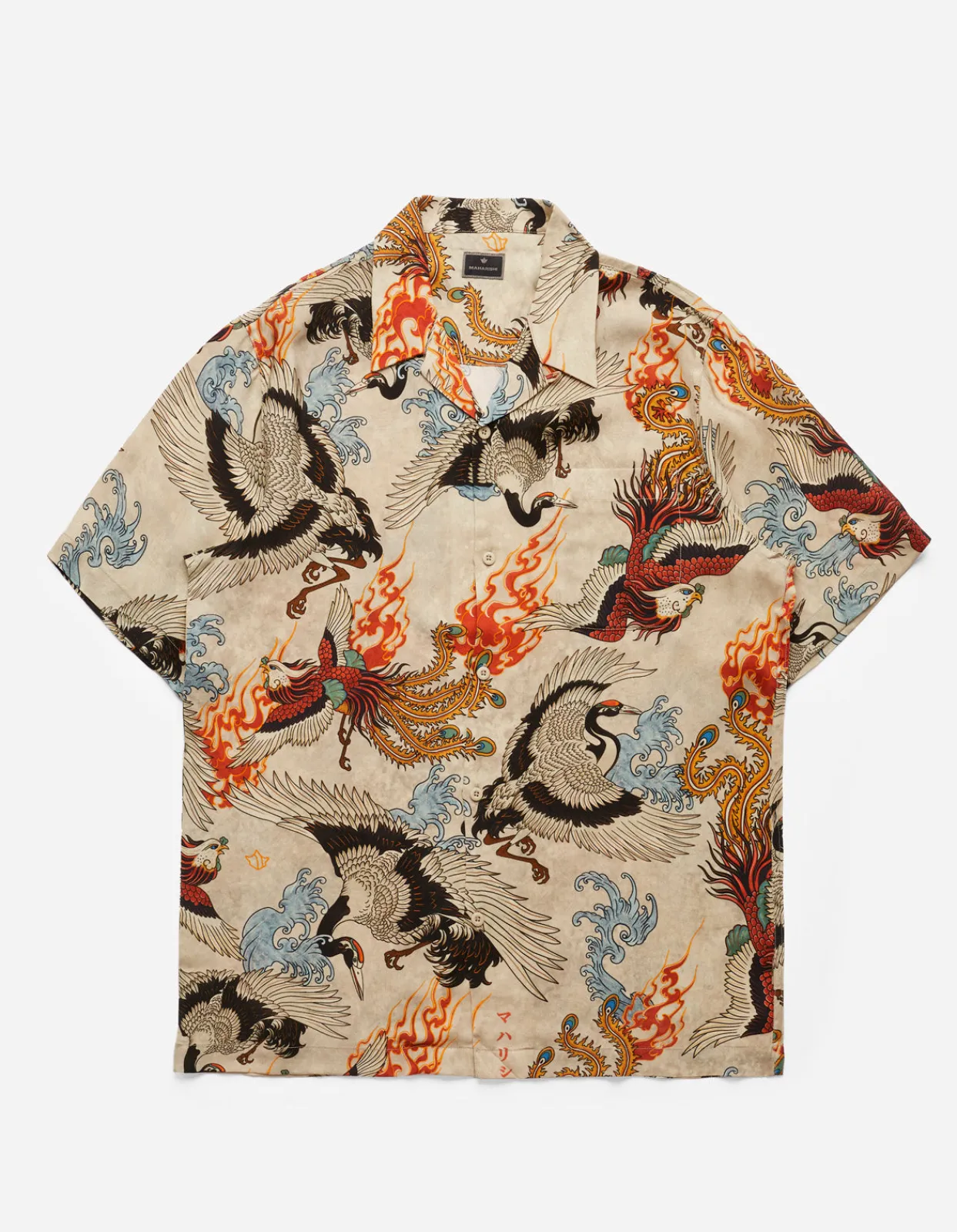 Men Maharishi 4509 Peace Cranes Camp-Collar Shirt