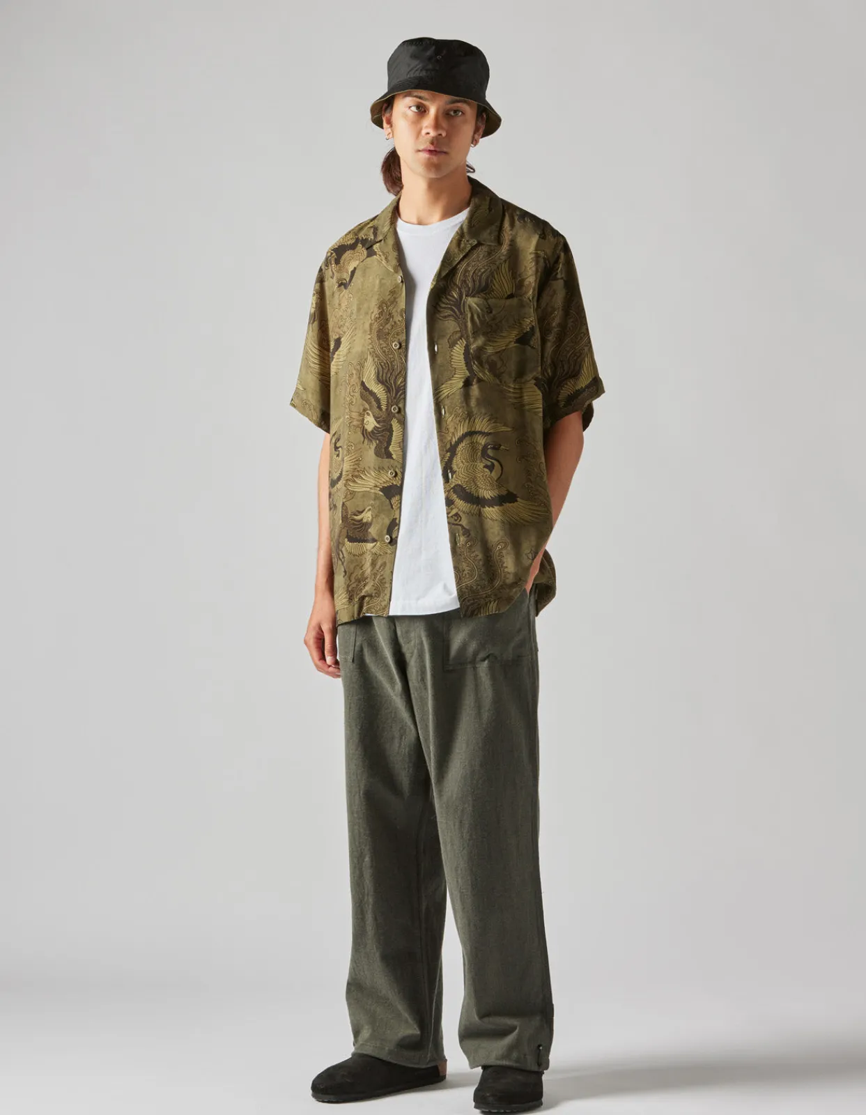 Men Maharishi 4509 Peace Cranes Camp-Collar Shirt