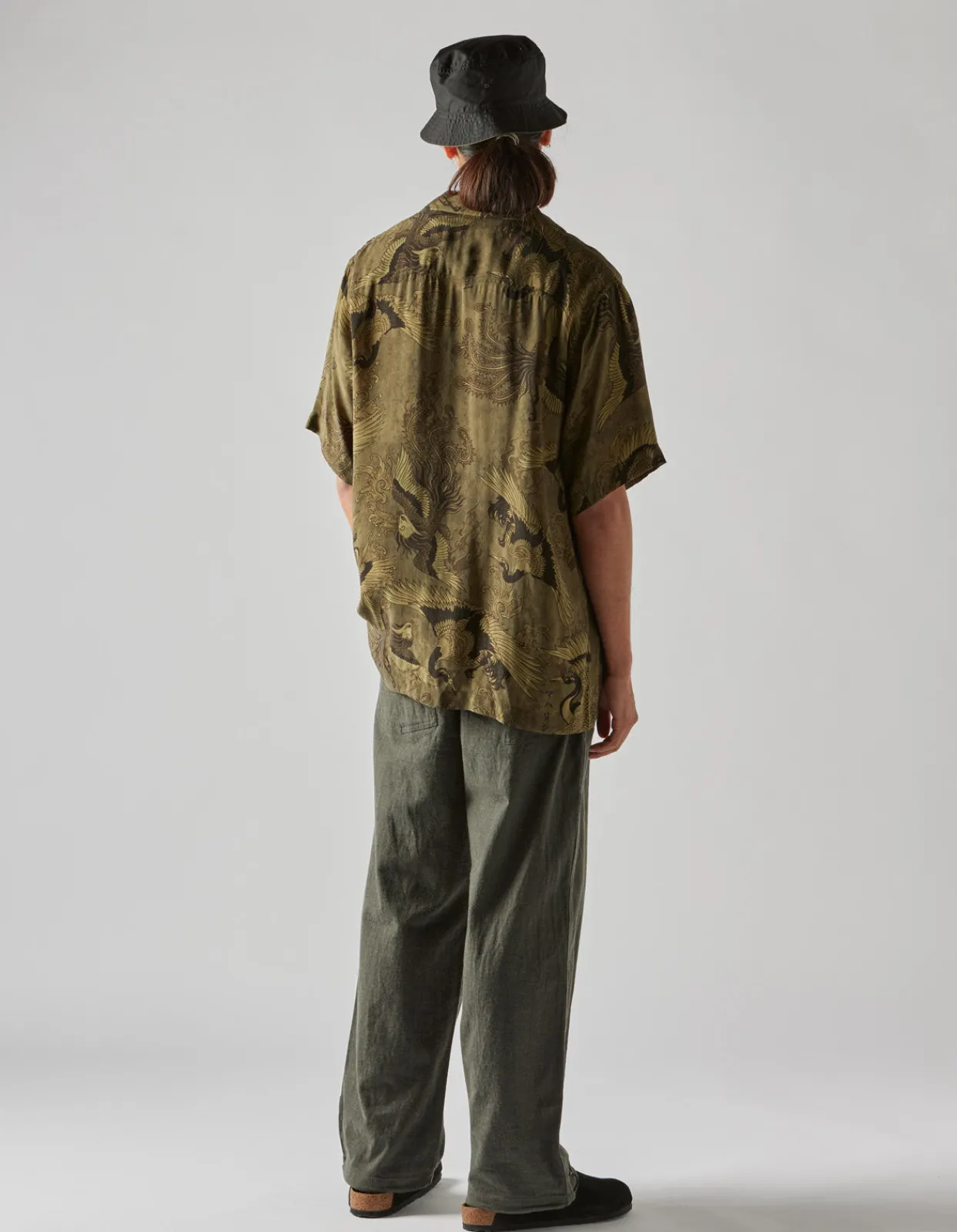 Men Maharishi 4509 Peace Cranes Camp-Collar Shirt