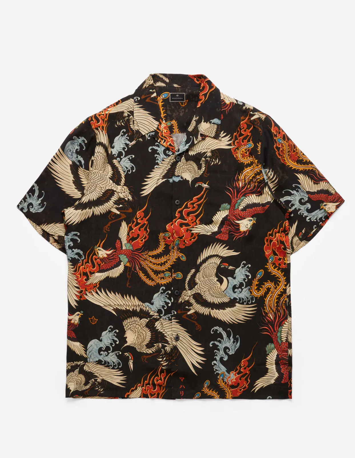 Men Maharishi 4509 Peace Cranes Camp-Collar Shirt