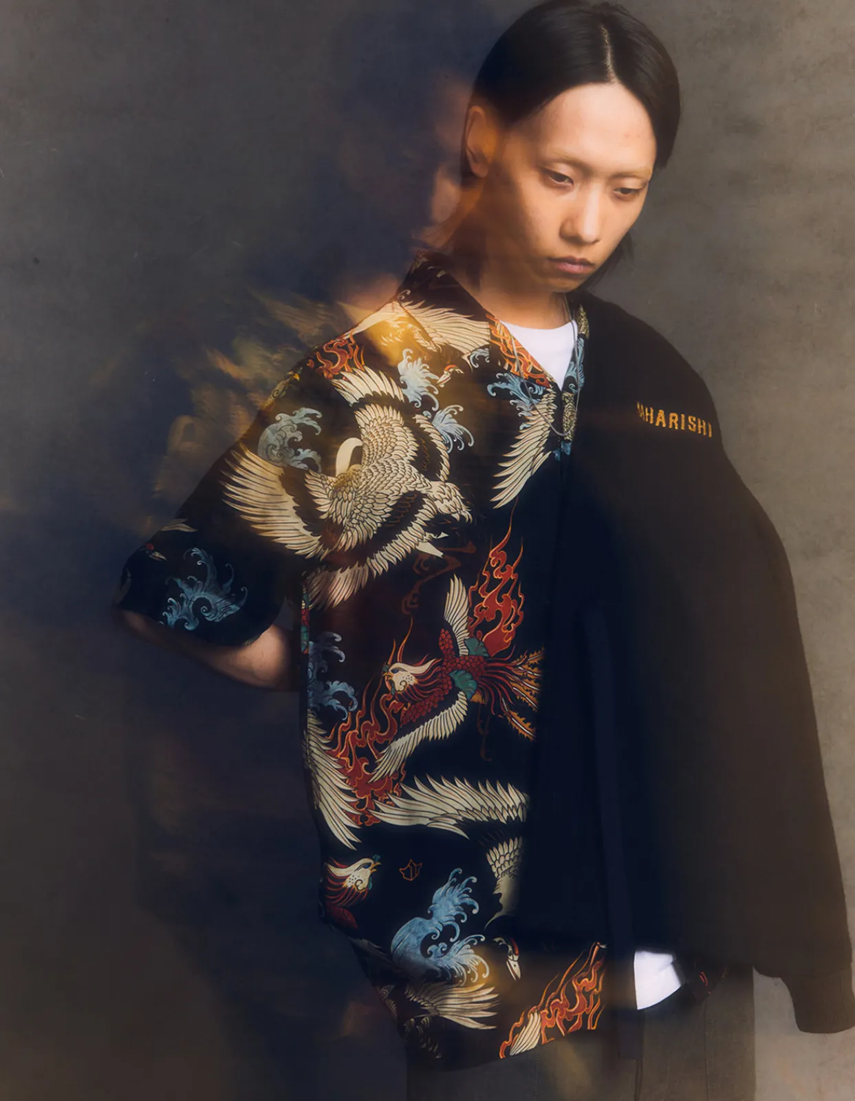 Men Maharishi 4509 Peace Cranes Camp-Collar Shirt