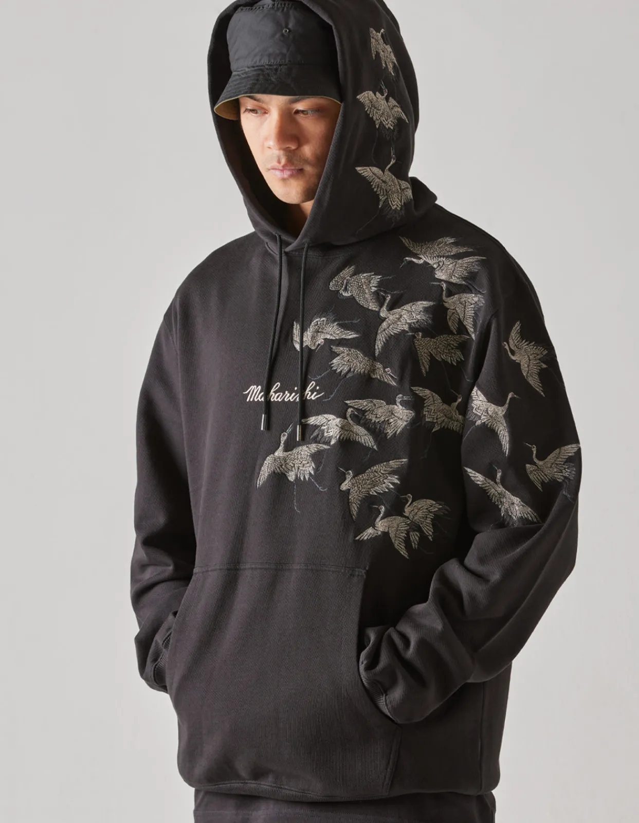 Men Maharishi 4506 Peace Cranes Hooded Sweat