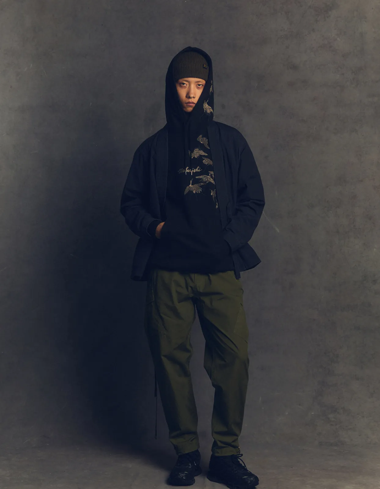 Men Maharishi 4506 Peace Cranes Hooded Sweat
