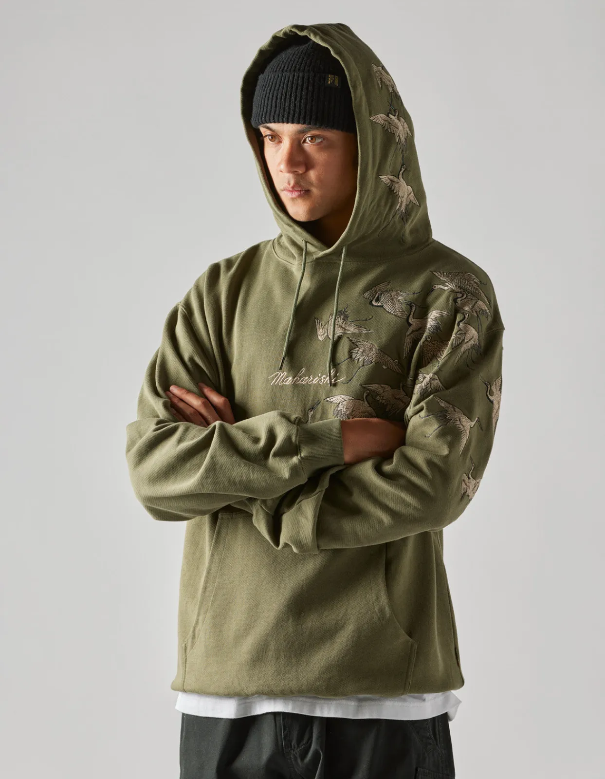 Men Maharishi 4506 Peace Cranes Hooded Sweat