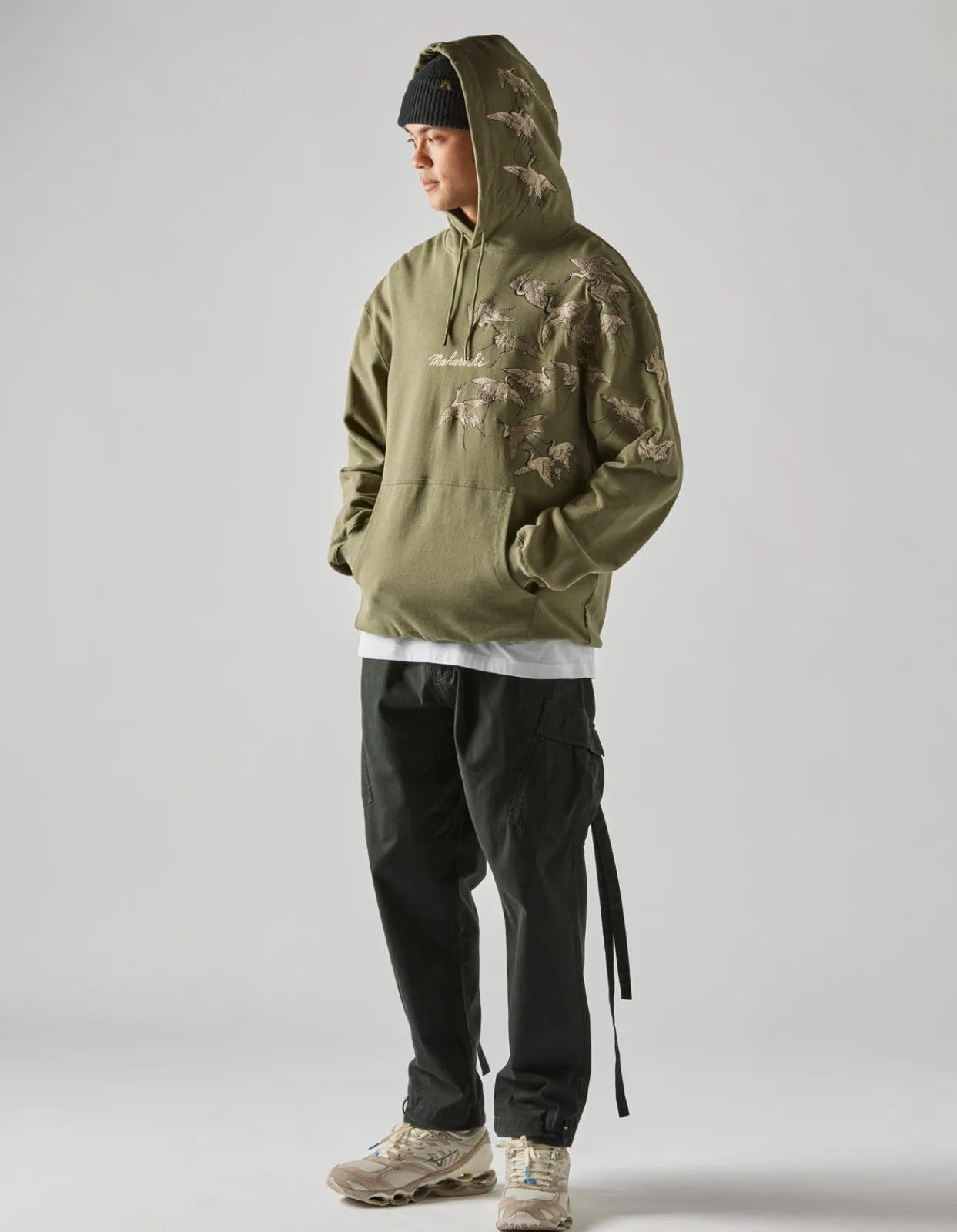 Men Maharishi 4506 Peace Cranes Hooded Sweat
