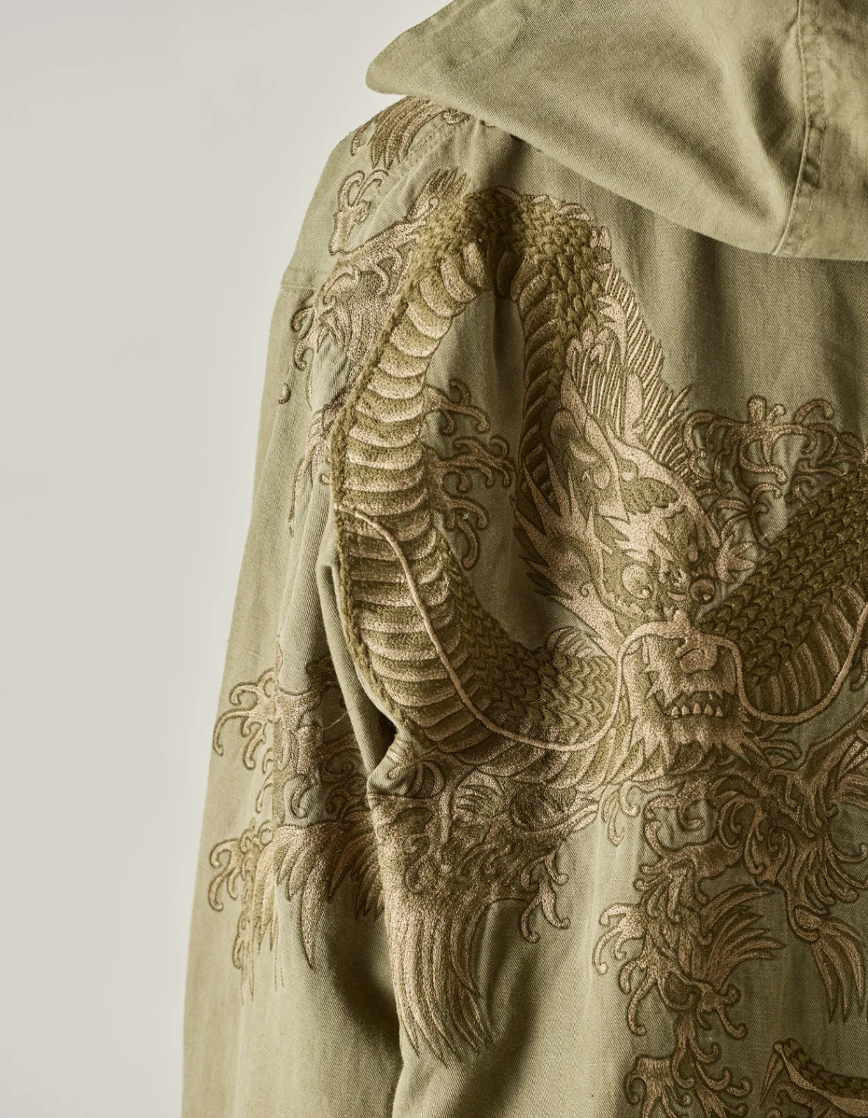 Men Maharishi 4240 Water Dragon Embroidered Kimono Parka