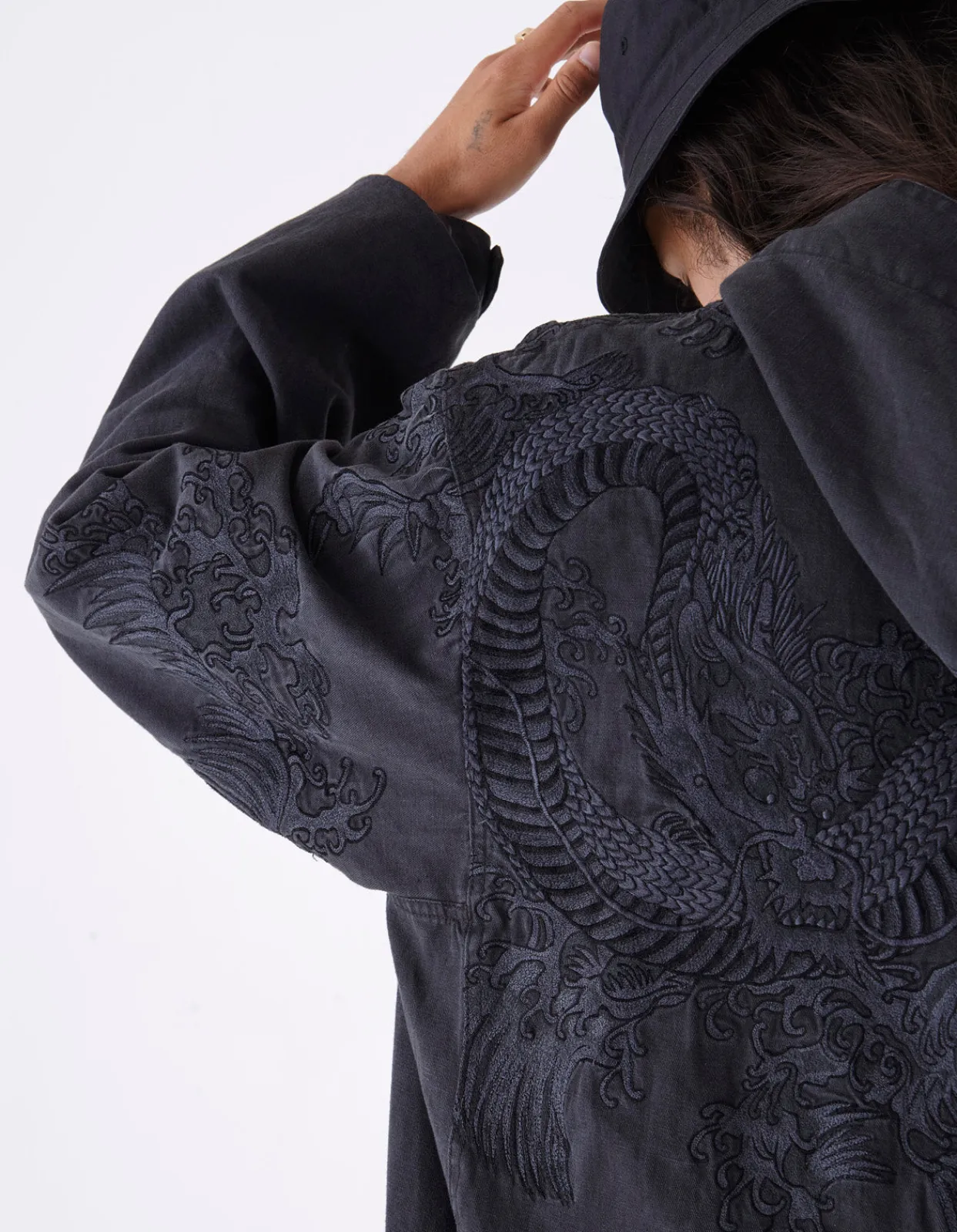 Men Maharishi 4240 Water Dragon Embroidered Kimono Parka