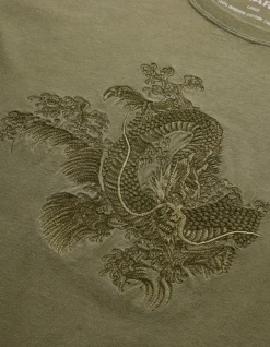 Men Maharishi 4243 Water Dragon Embroidered T-Shirt